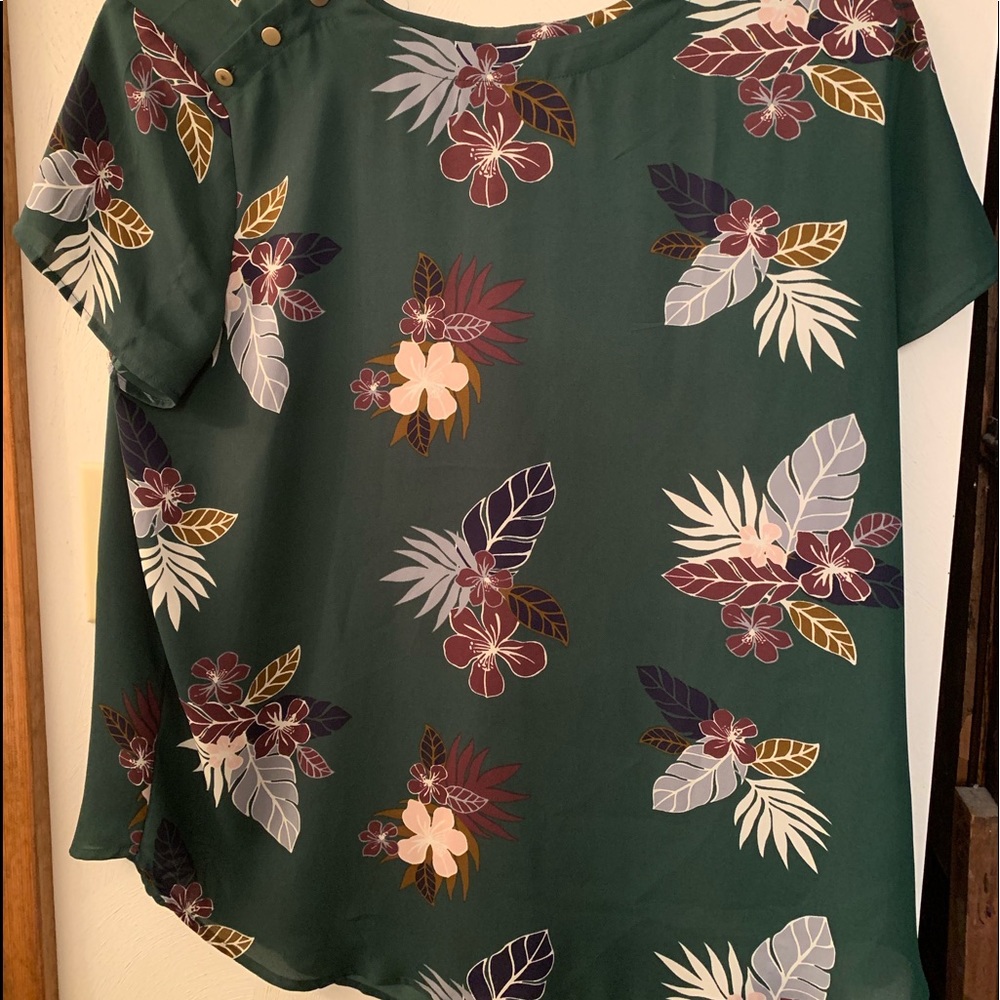 Loft green blouse with leaves